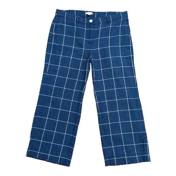 J. Jill Navy White Patterned Pants Size 10 Chic Trousers with Subtle Grid Design - Picture 1 of 8